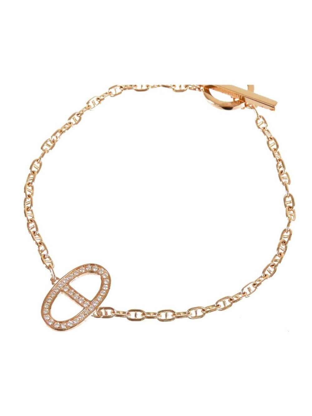 Hermes Chaine D'Ancre Contour Pink Gold 18K Diamond ST Bracelet
